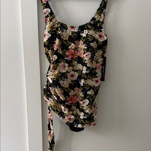 Floral Black One Piece Swimsuit